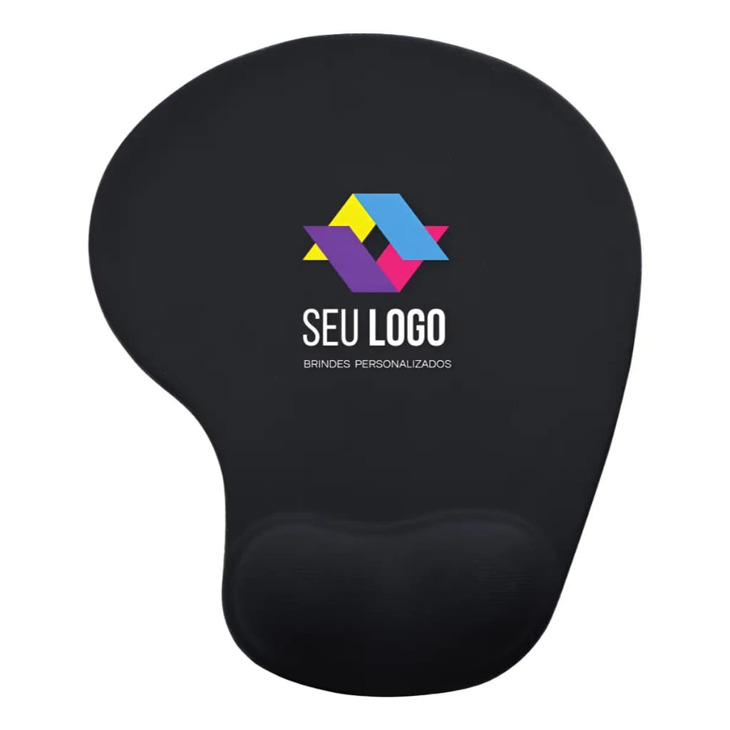 Kit 10 Mousepad Personalizado Logo Ergonômico Apoio Punho Preta Personalizado