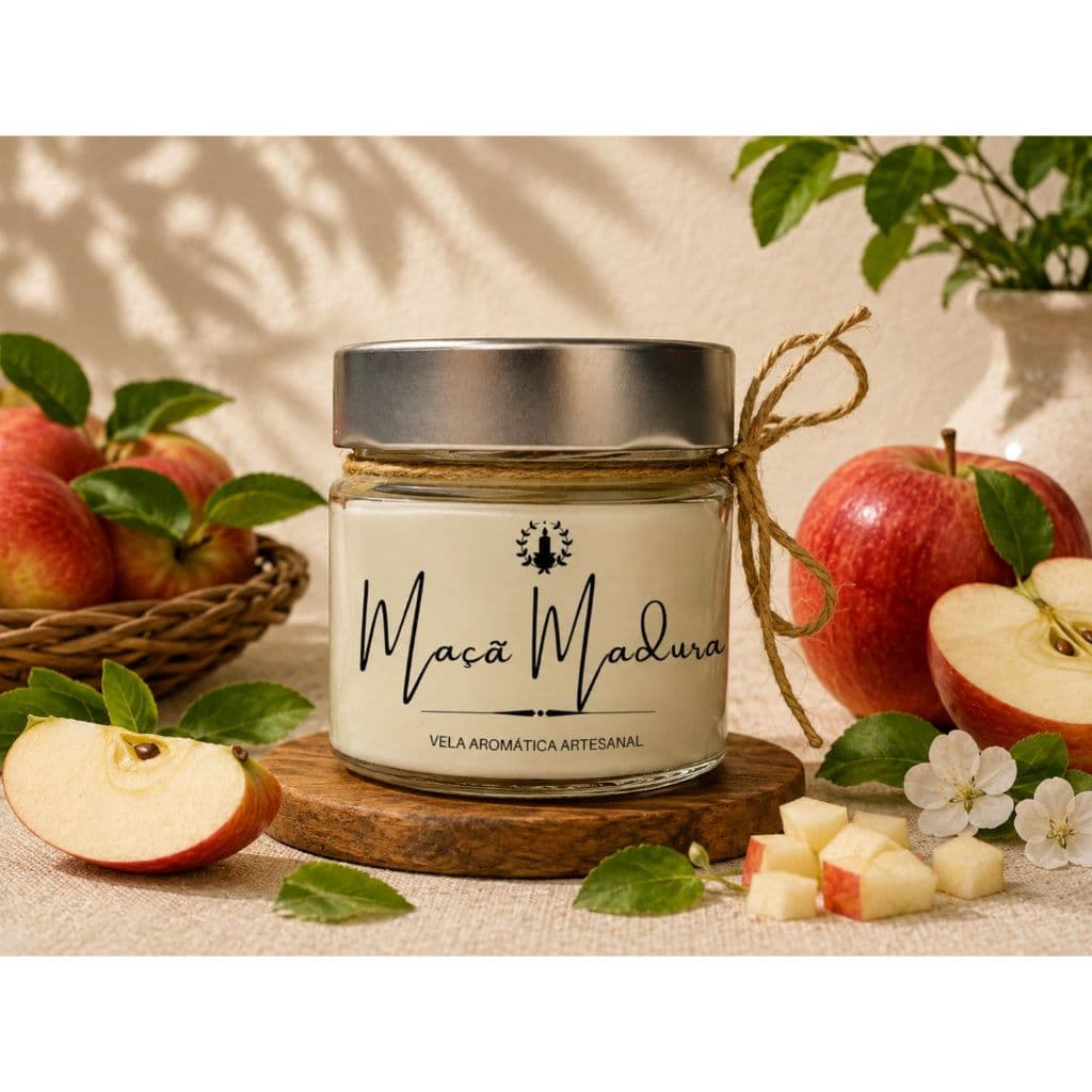 Vela Aromática Maçã Madura | Classic | Perfumada | Pavio de Algodão | 160 gramas | Cera de Coco | Vegetal