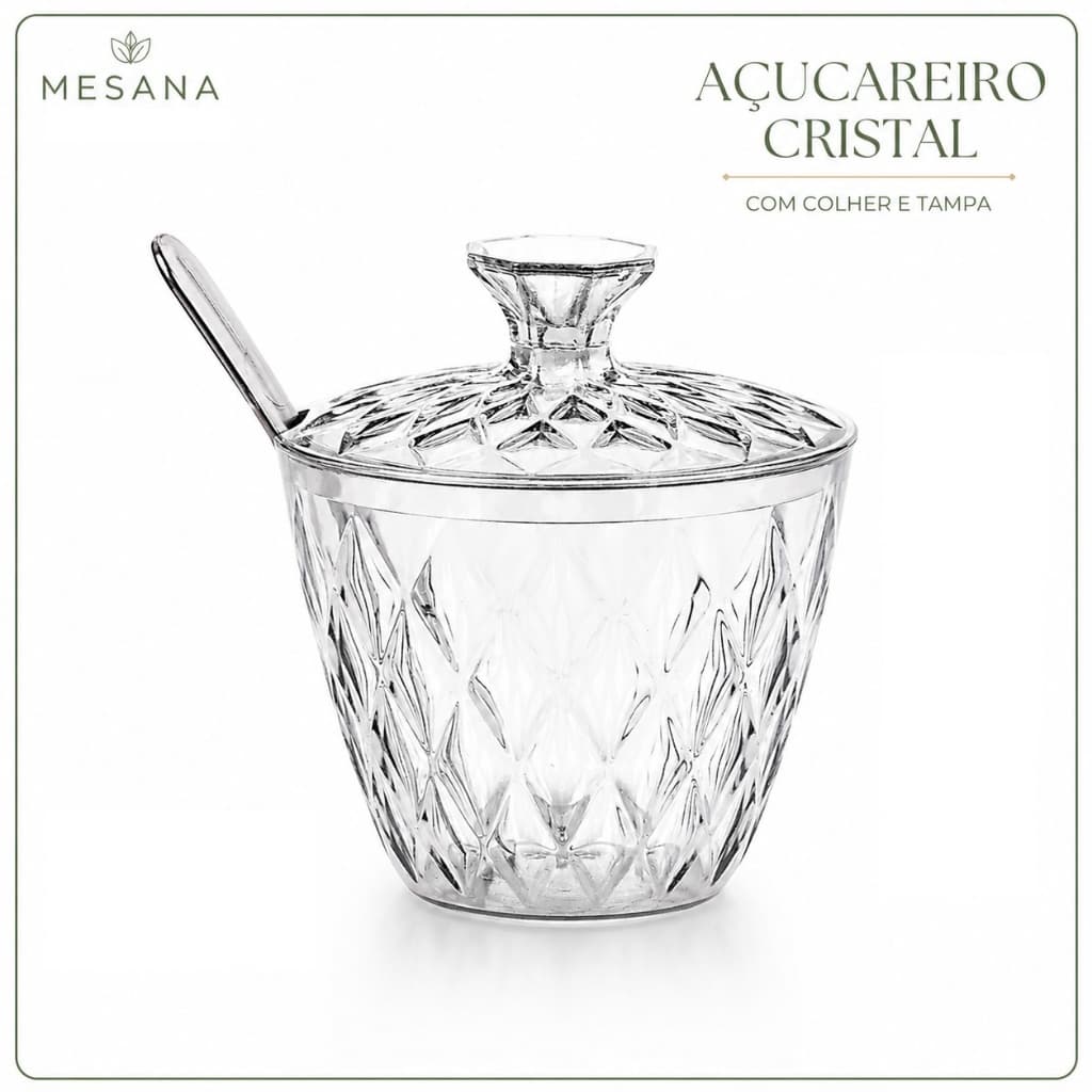 Açucareiro Acrílico Com Colher Tampa Transparente