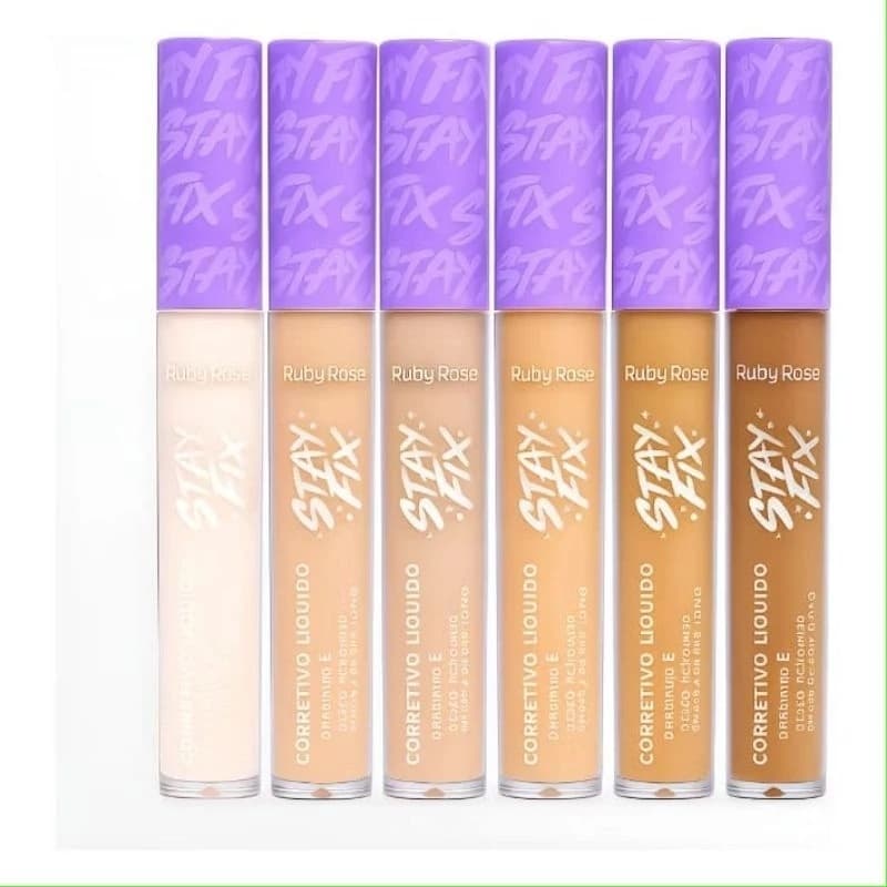 Corretivo Líquido Stay Fix Ruby Rose 3,9ml com Alta Cobertura e Hidratação
