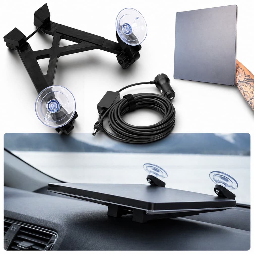 Kit P Starlink Mini Suporte Painel + Cabo 12v Estabilizador de Tensão + Película Anti Reflexo Ventosas Veicular