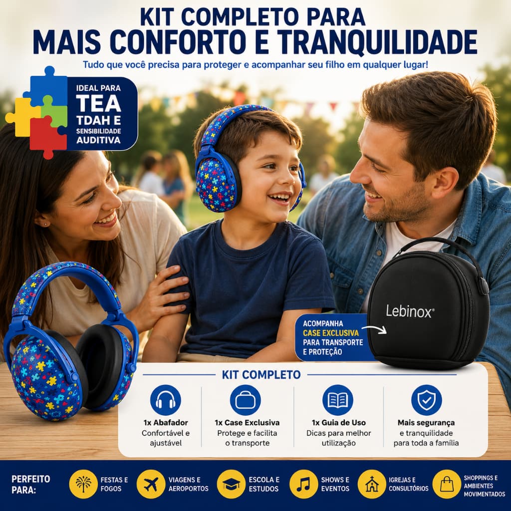 Abafador de Ruídos Infantil Dark Blue 32Db Autista I Autismo Tea I Protetor Auricular