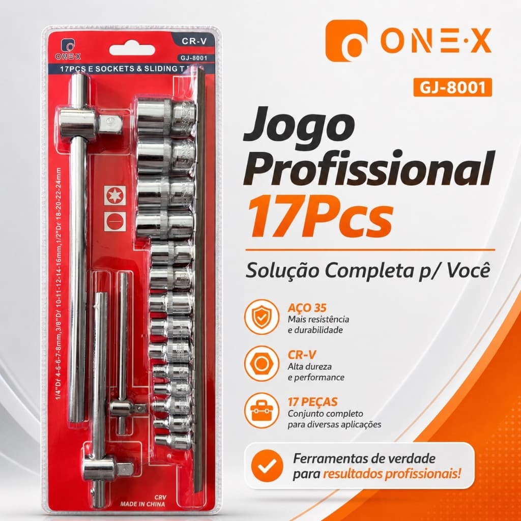 Jogo Profissional 17Pcs Aço 35 CR-V Solução Completa para Resultados Profissionais
