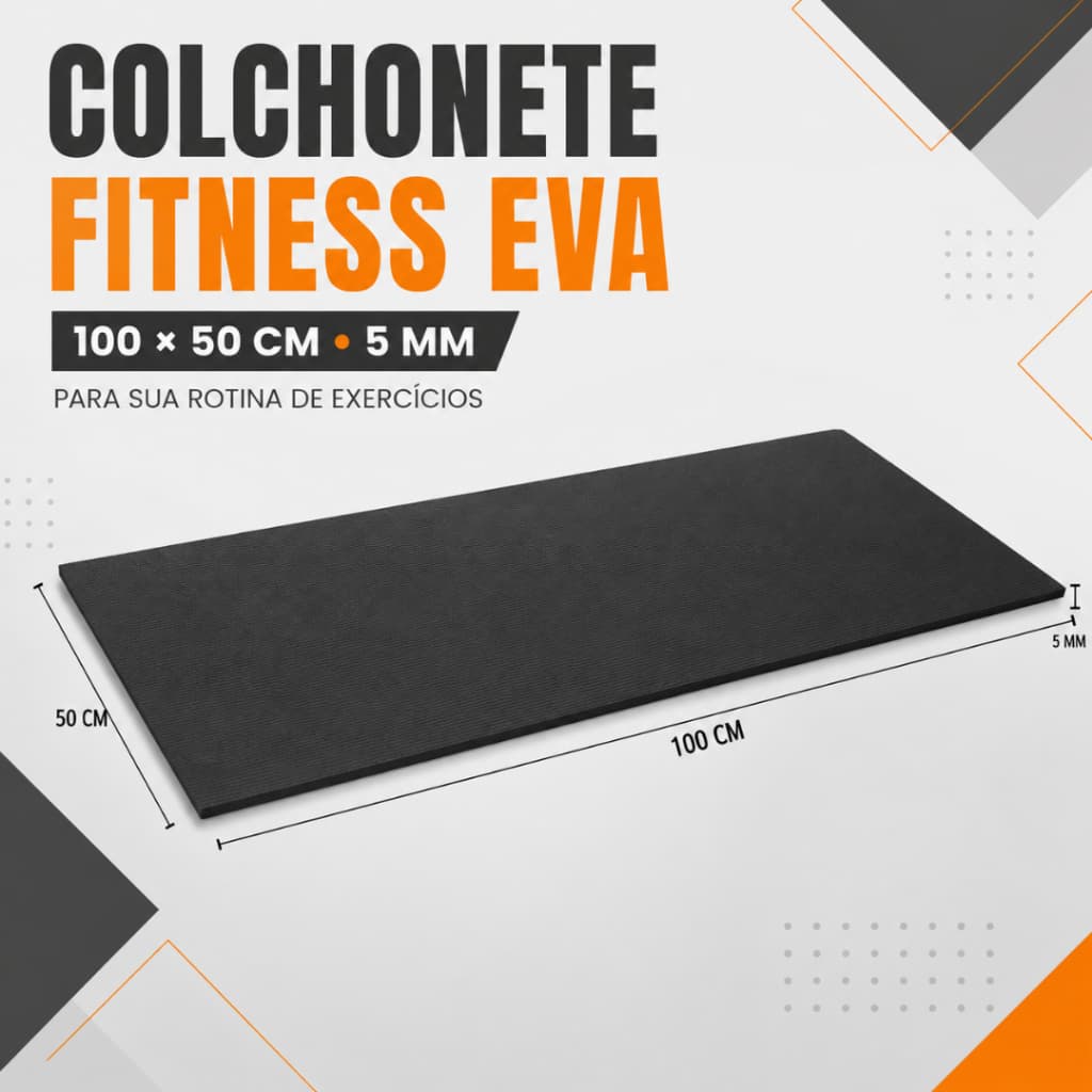 Colchonete Fitness EVA 100x50cm 5mm Academia Yoga Pilates Abdominal Exercícios
