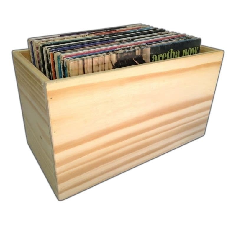 Caixa Organizadora Para Discos De Vinil LP Madeira Pinus Reforçada