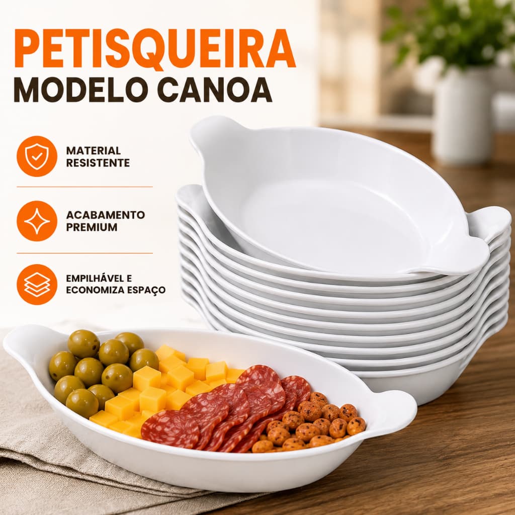 Kit Até 20 Petisqueira Canoa Branca Para Petiscos Porções Aperitivos E Frios
