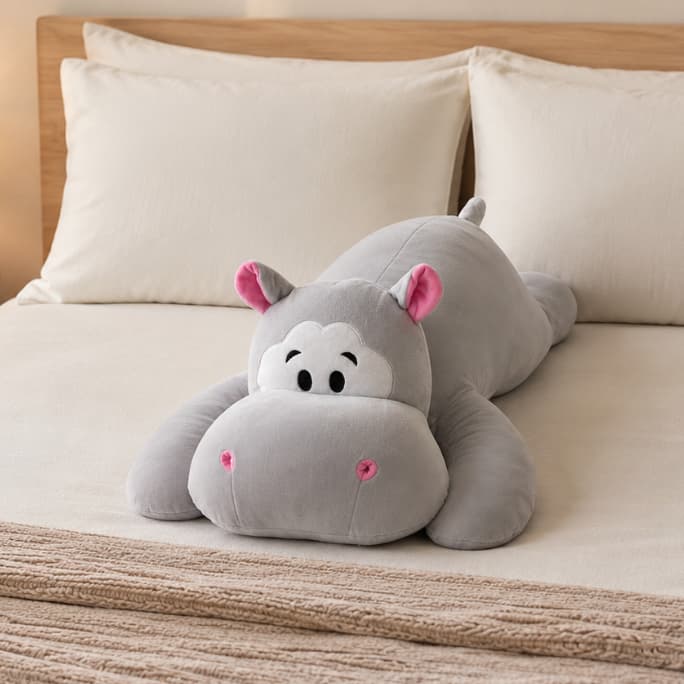 Pelúcia Hipopótamo Xuxão Travesseiro de Corpo 90cm Satin Antialérgico