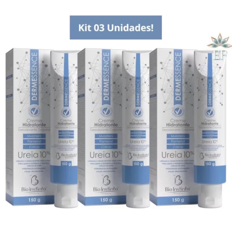Kit 3 Creme Hidratante Corporal Dermessence Ureia 10% 150g Pele Seca