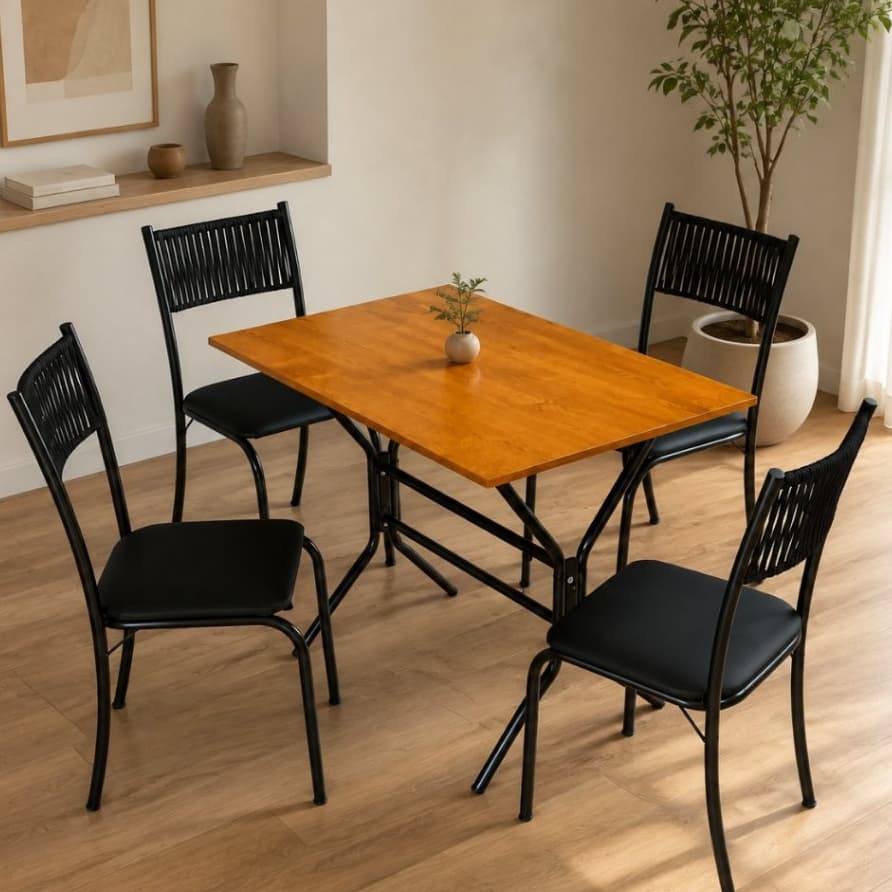 Conjunto Mesa de Jantar 4 Lugares com 4 Cadeiras Santorini Confortseeee