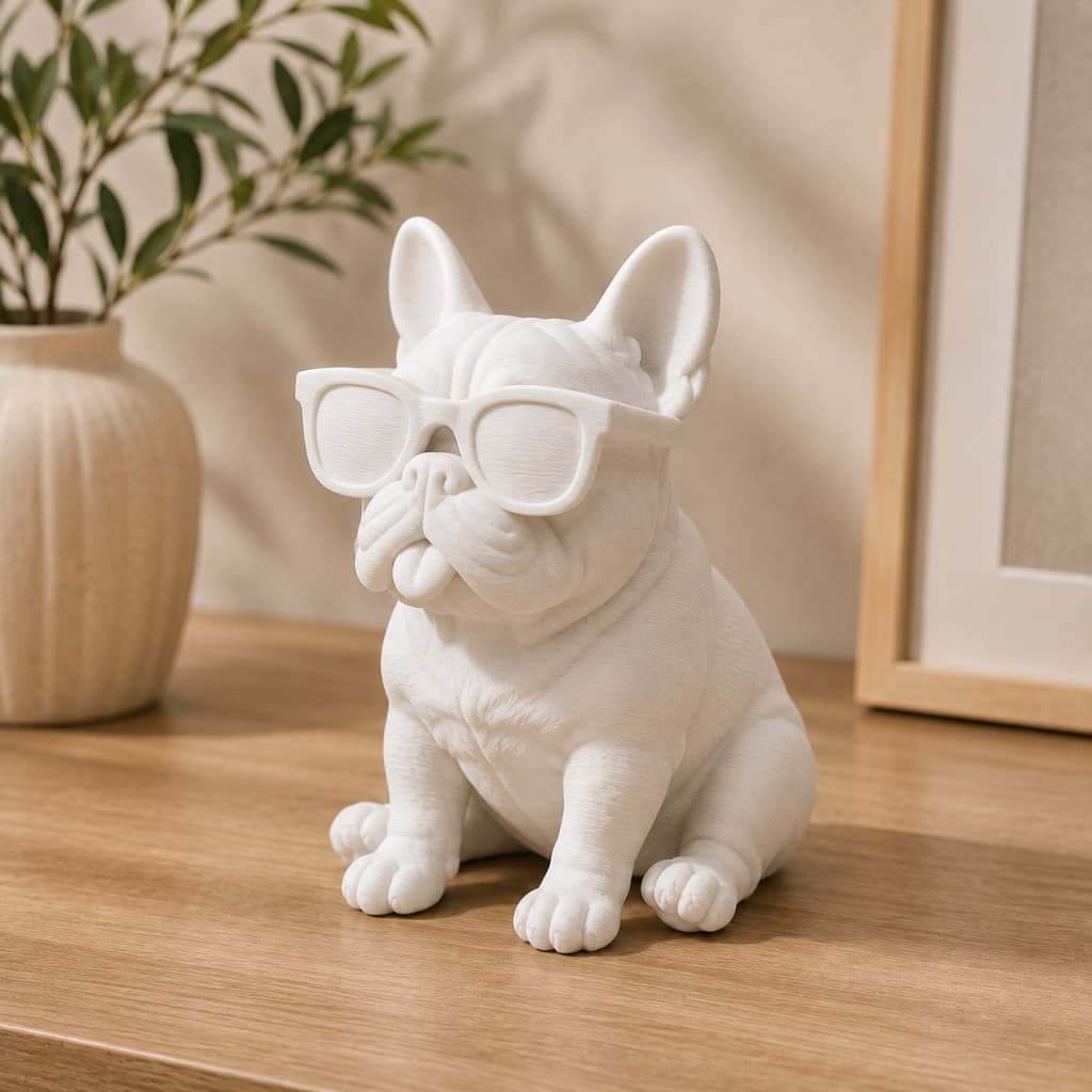 Bulldog Francês Decorativo Estátua Moderna Cachorro Geométrico Enfeite Sala Escritório Luxo Premium