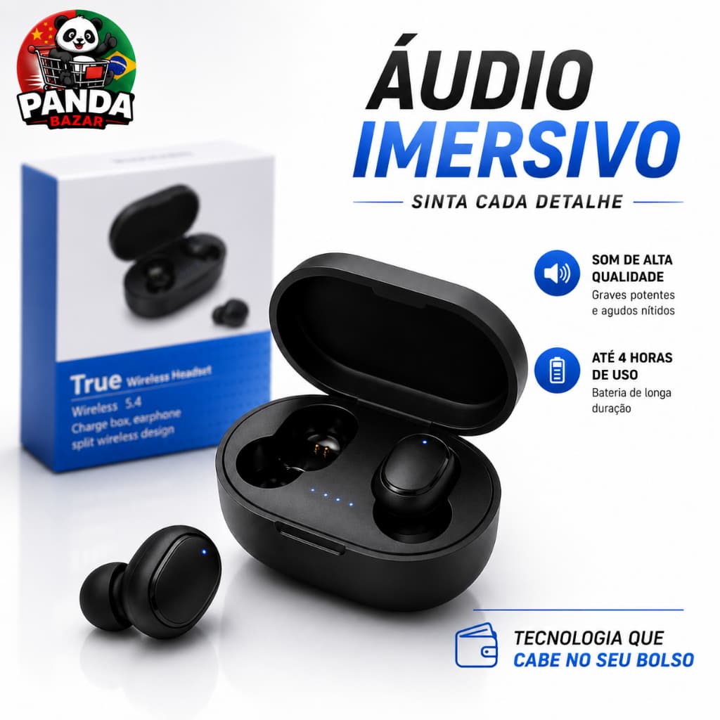 Fone Ouvido Bluetooth TWS Sem Fio E6s e A6s  5.0  Preto