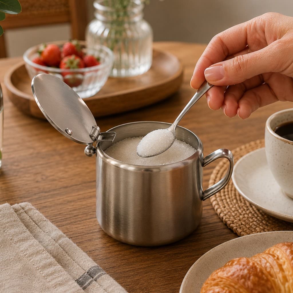 Açucareiro com Colher em Inox 200ml