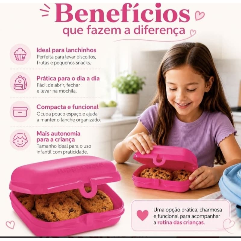 TUPPERWARE PORTA SANDUÍCHE SNACK PEQUENO, ORIGINAL, ORGANIZAÇÃO