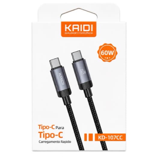 Cabo turbo Tipo-C 60W Kaidi para Carregamento