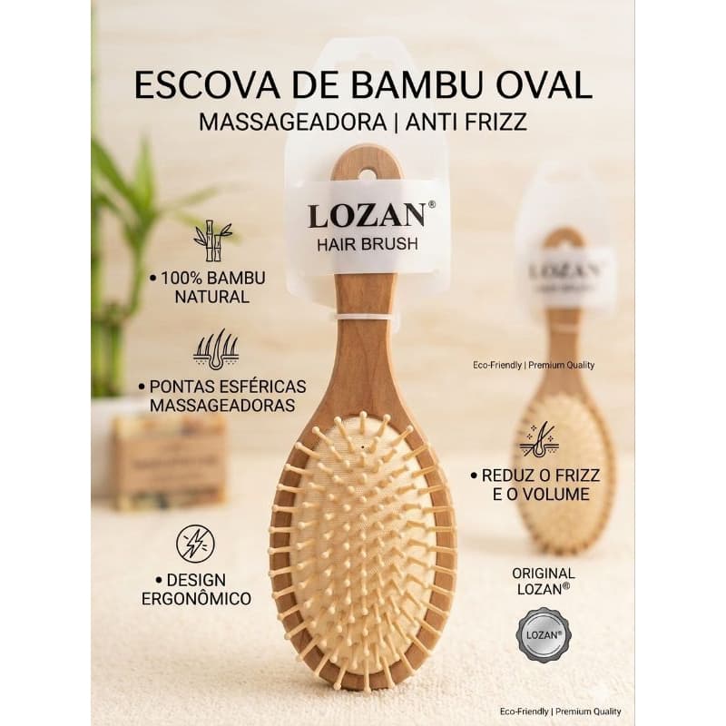 ESCOVA BAMBU ANT FRIZZ COM CERDAS DE MADEIRA