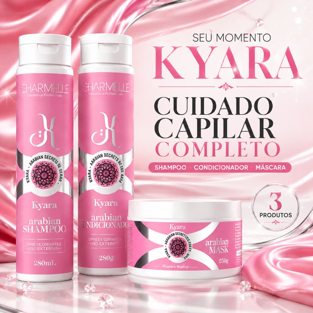 Kit Capilar Completo Kyara Arabian Secrets Shampoo Condicionador Máscara 3 Itens