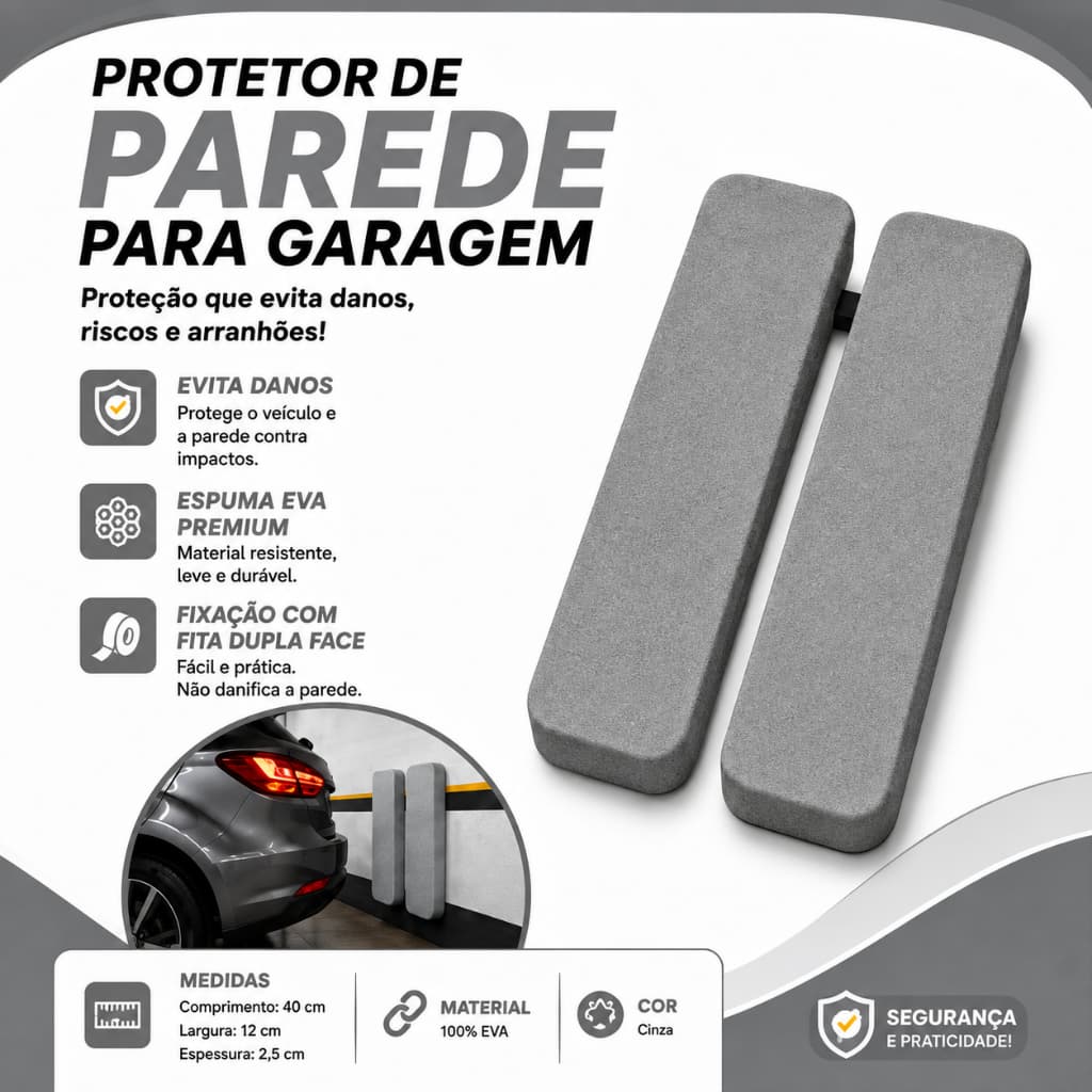 2 Protetor Para-choque EVA 30cm x 08cm x 30mm - Garagem - Garagem Condomínio -  Magtec Brasil.