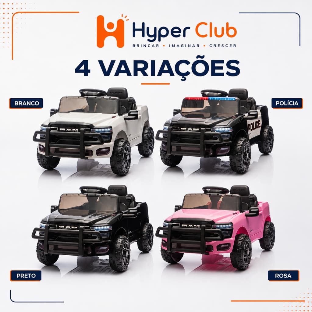 Carro Elétrico Infantil RAM 3500 6V Picape Controle Remoto 2.4G
