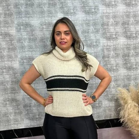 Blusa Tricot Feminina Gola Alta Boba Sem Manga Tricô Elegante Inverno Outono Tendência