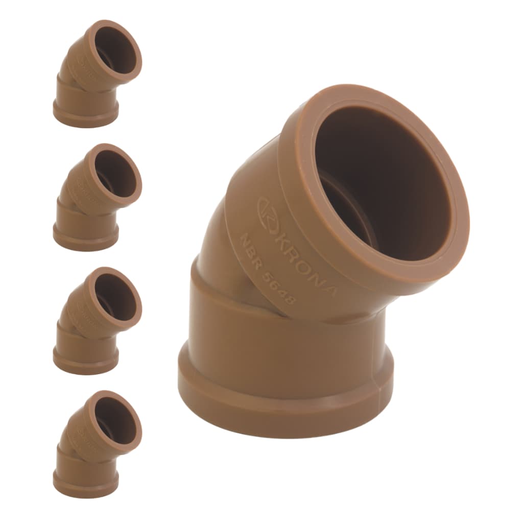 Kit 5 Joelho Cotovelo 45 Graus Soldável 25mm 3/4 Pvc Krona