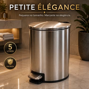 Lixeira Inox 5L com Pedal Slim Compacta para Banheiro Cozinha Lavabo e Escritório