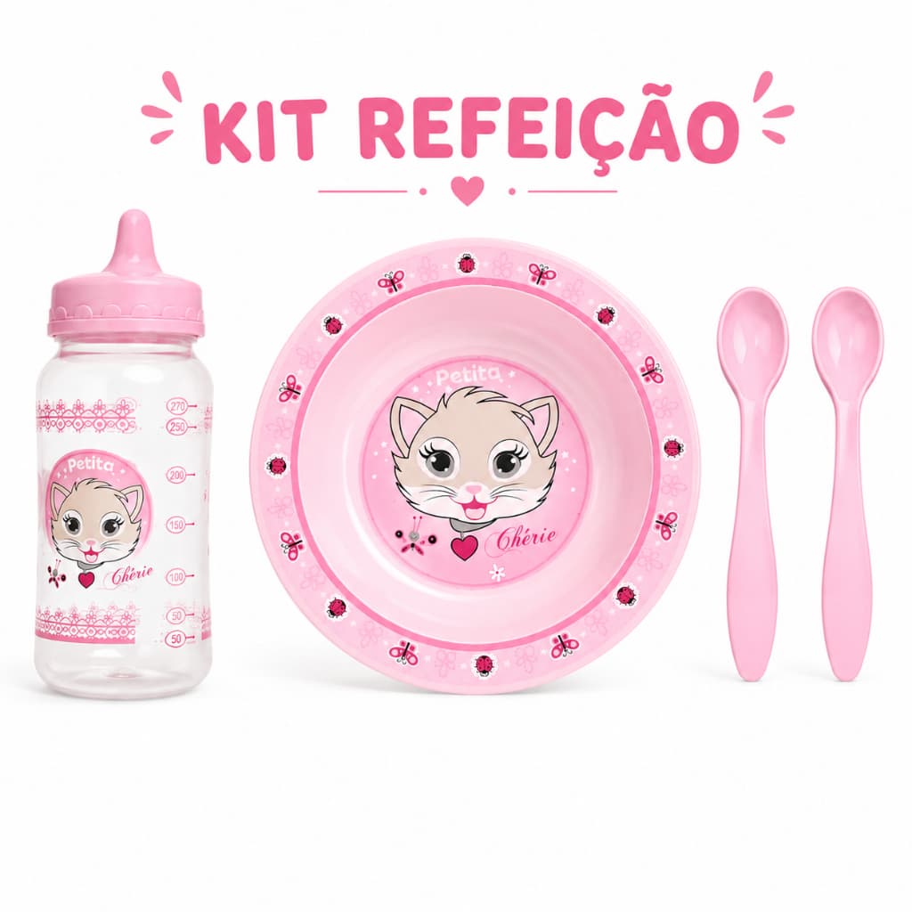 Kit Alimentação Bebê Prato + Copo 270ml + 2 Colheres Infantil