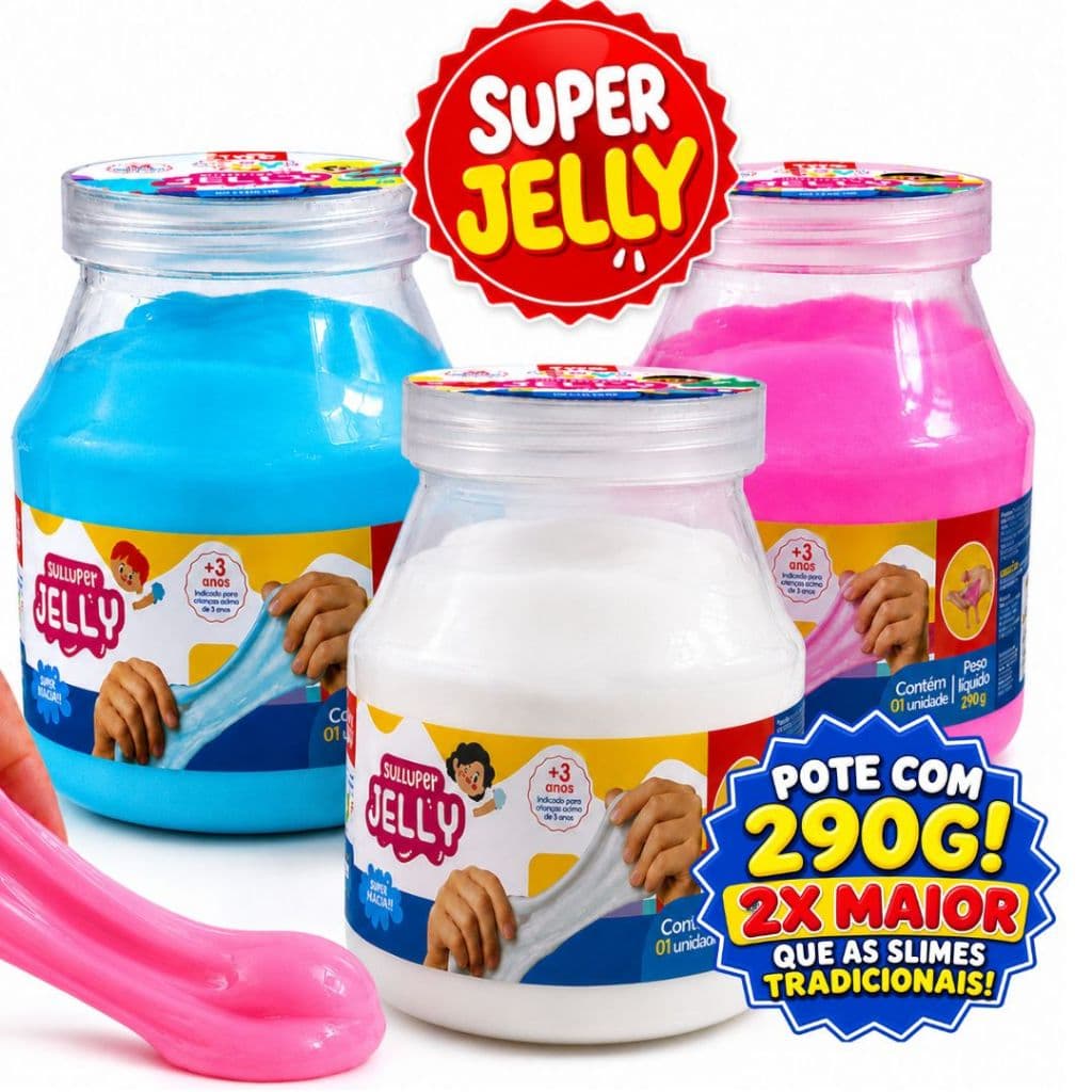 SLIME C/3 UNIDADES 290G CADA - Slime Puxa Puxa Geleleca Leleca Cores Vibrantes, Toque Incrível De Geleia NÃO GRUDA