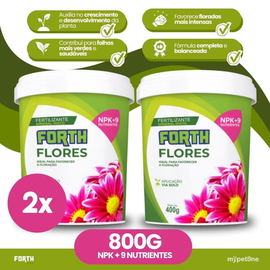 Kit 2 Adubo Fertilizante Forth Flores 400g - Jardineira