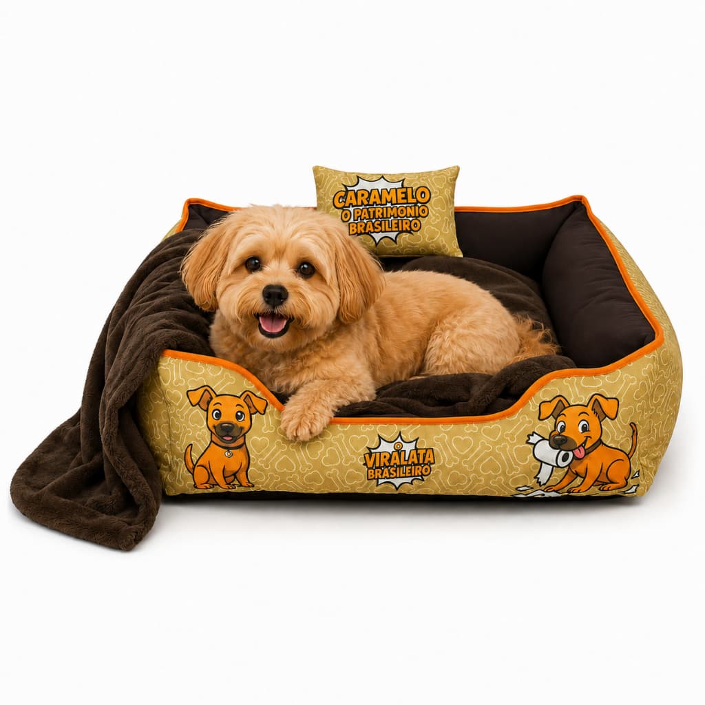 Caminha Pet 60x60 Cama para Cachorro e Gato Kit 3 Peças com Travesseiro e Manta Confortável