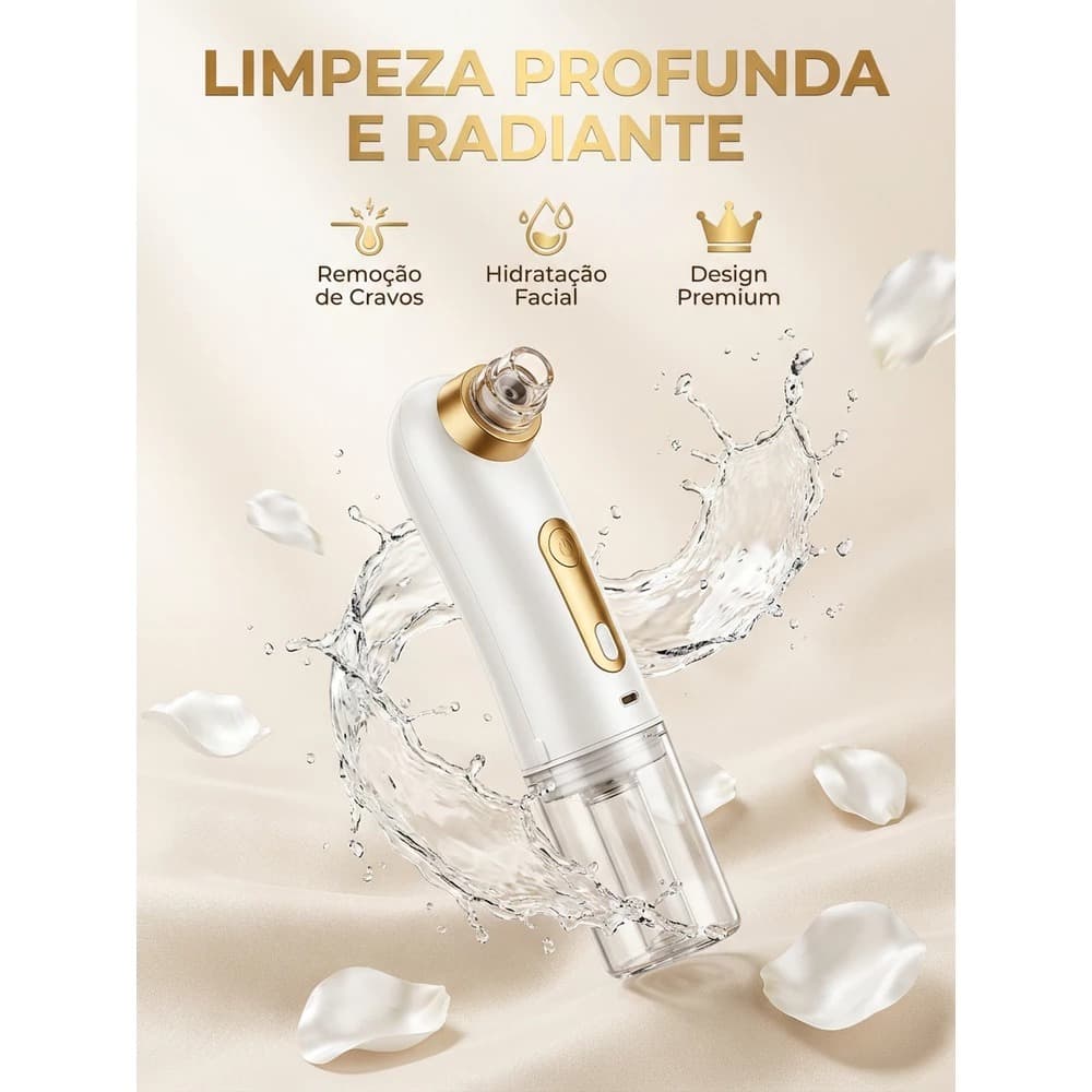 Novo removedor elétrico de cravos com visualização de microbolhas para limpeza de poros e tratamento da acne.