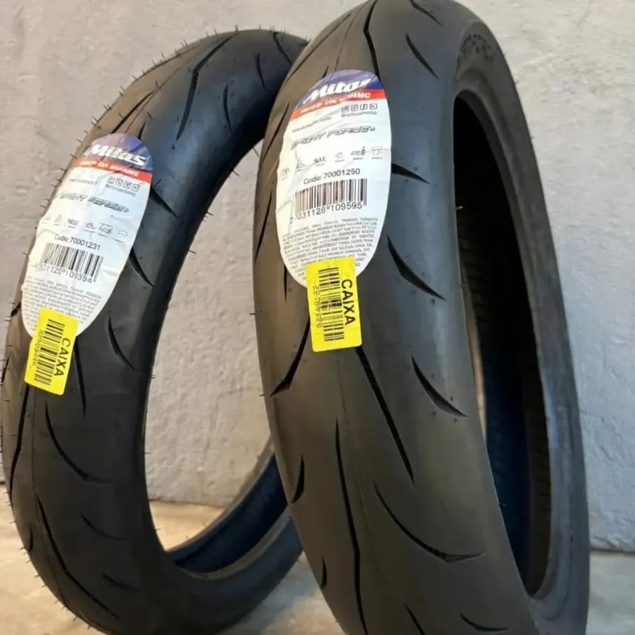 Par Pneu Twister MT03 140/70-17 + 110/70-17 Moto Mitas Sport Force+  Sem Câmara