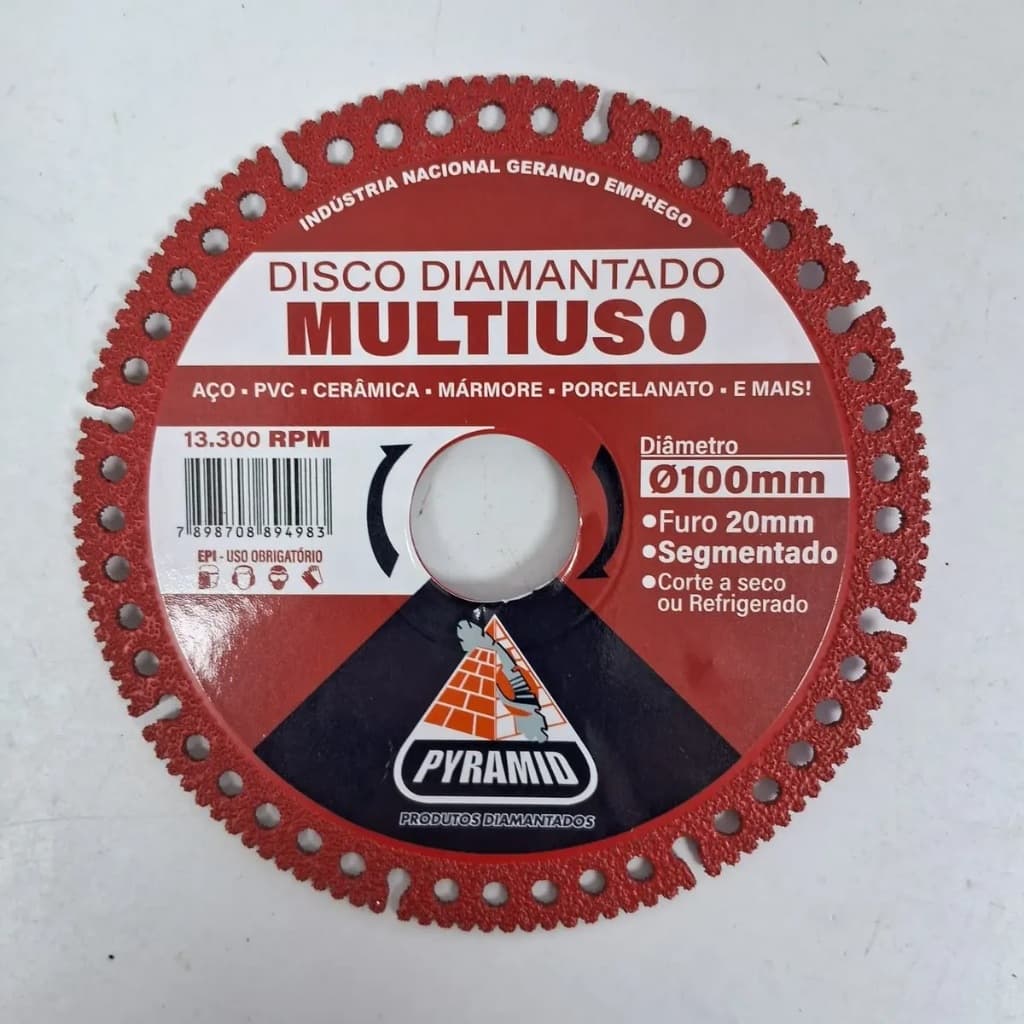 Disco Diamantado Multiuso 100mm Furo 20mm 13300 RPM corte de pisos parede madeira ferro...