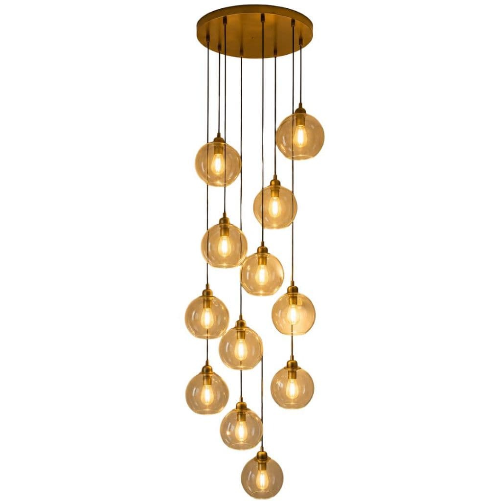 Lustre Pendente Luar 12 Globos Base 70 Cm Pe Direito Alto Luminaria De Teto Moderno Sala De Jantar