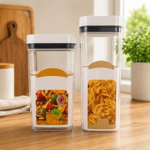 Kit 2 Potes Herméticos Retangulares Pumps 1,8L + 2,4L para Organização