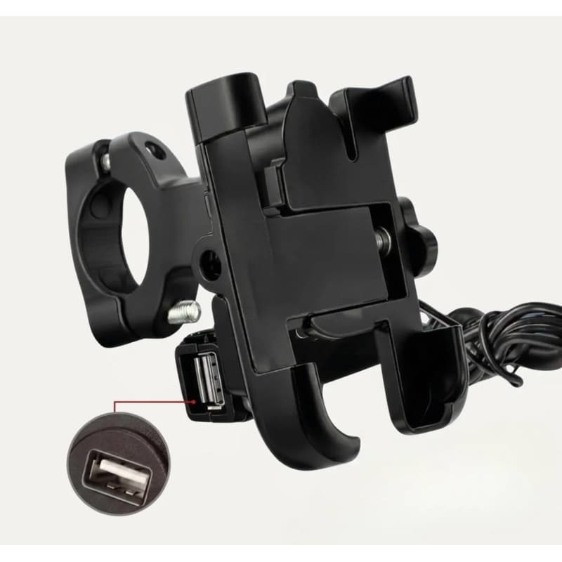 Suporte de Celular de Alumínio Moto Bicicleta Bike Com Usb Carrega CelularTrava Giro 360°