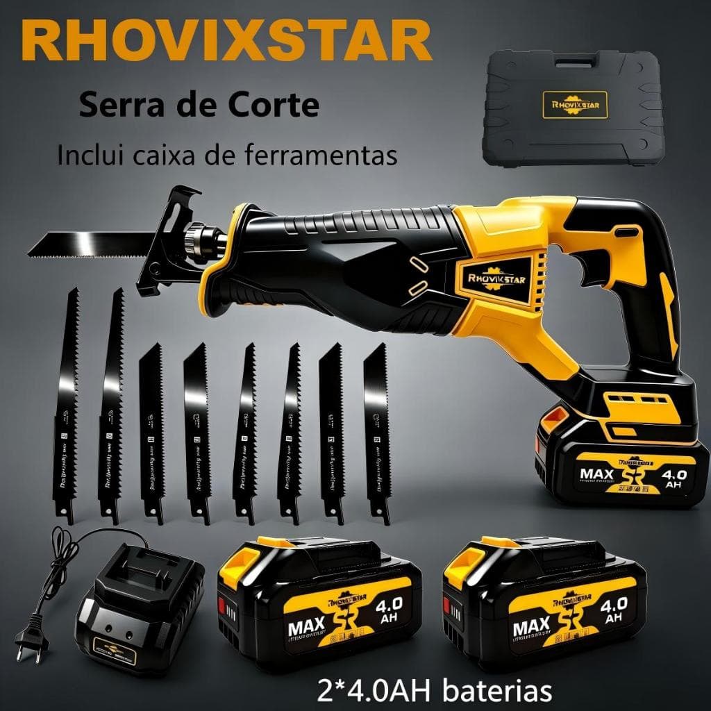 Serra Sabre Sem Fio,Recarregável Saber Saw, 20V,2*4.0AH Bateria,2800W,3000RPM,Potência Robusta,Vem Com Estojo Portátil
