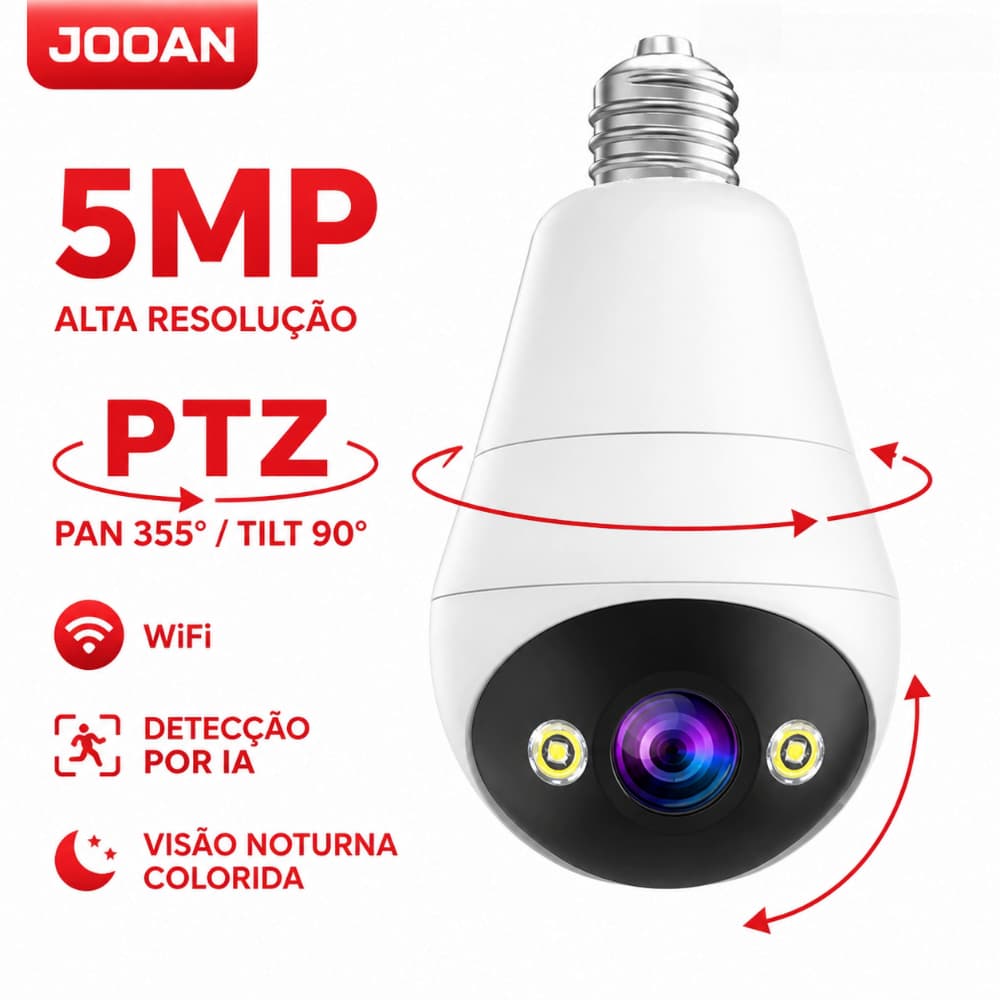 JOOAN Câmera de Segurança Sem Fio WiFi HD 5MP AI Detecção Inteligente vigilância para segurança em casa