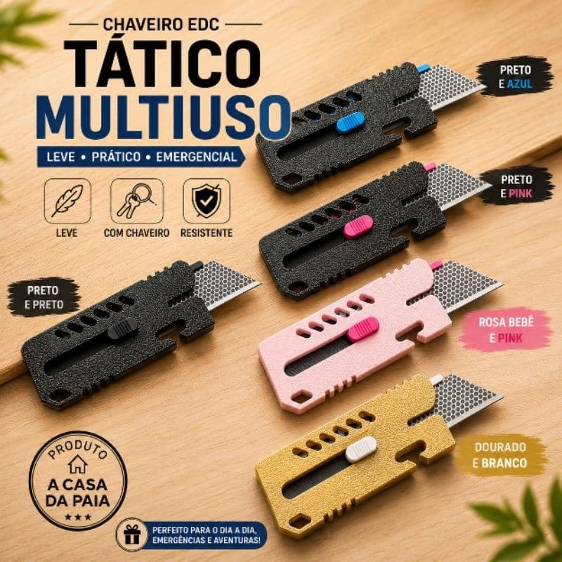 Mini Estilete Chaveiro Portátil de Bolso Bolsa | compacto | Mosquetão | Cortador de Embalagens Abridor de caixas