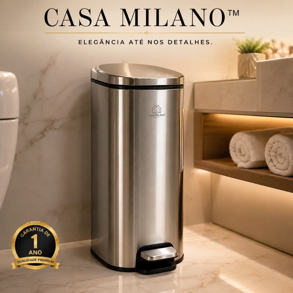 Lixeira Inox 5 Litros Slim Pedal Pratica Resistente Cozinha Banheiro Escritório
