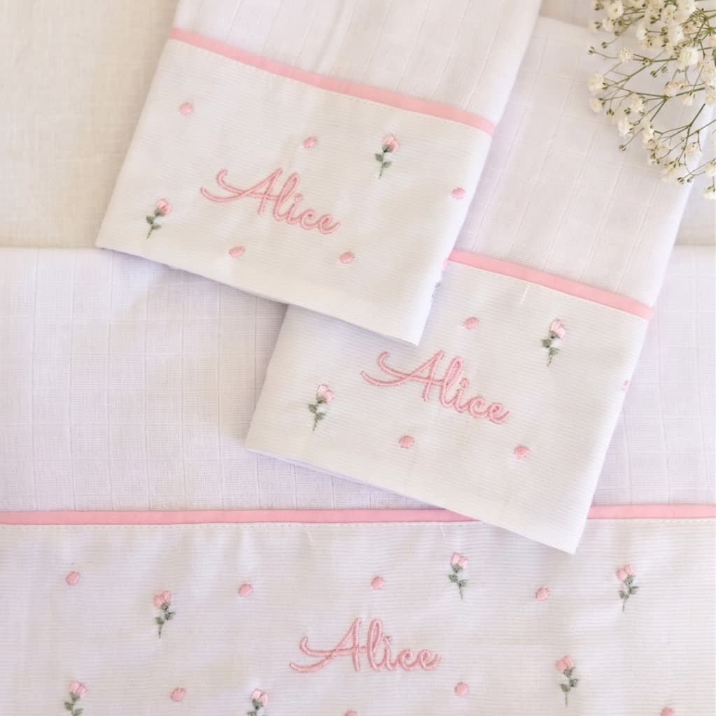 Kit de fraldas personalizadas  - Bordado delicado - Qualidade premium