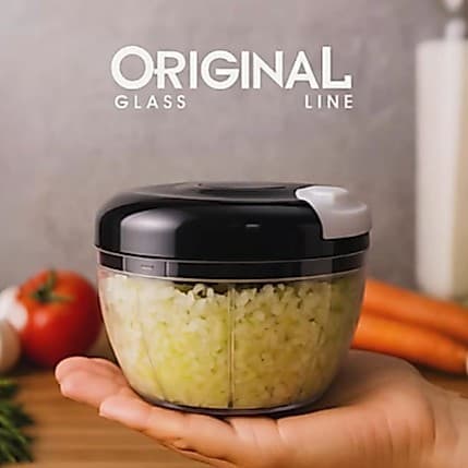 Processador Triturador Manual de Alimentos 500ml 3 Lâminas Inox Original Para Carne Alho