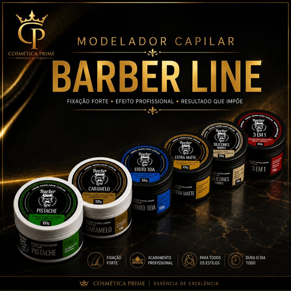 Pomadas Modeladoras Barber Line 100g– Vários Tipos e Efeitos | Cosmética Prime