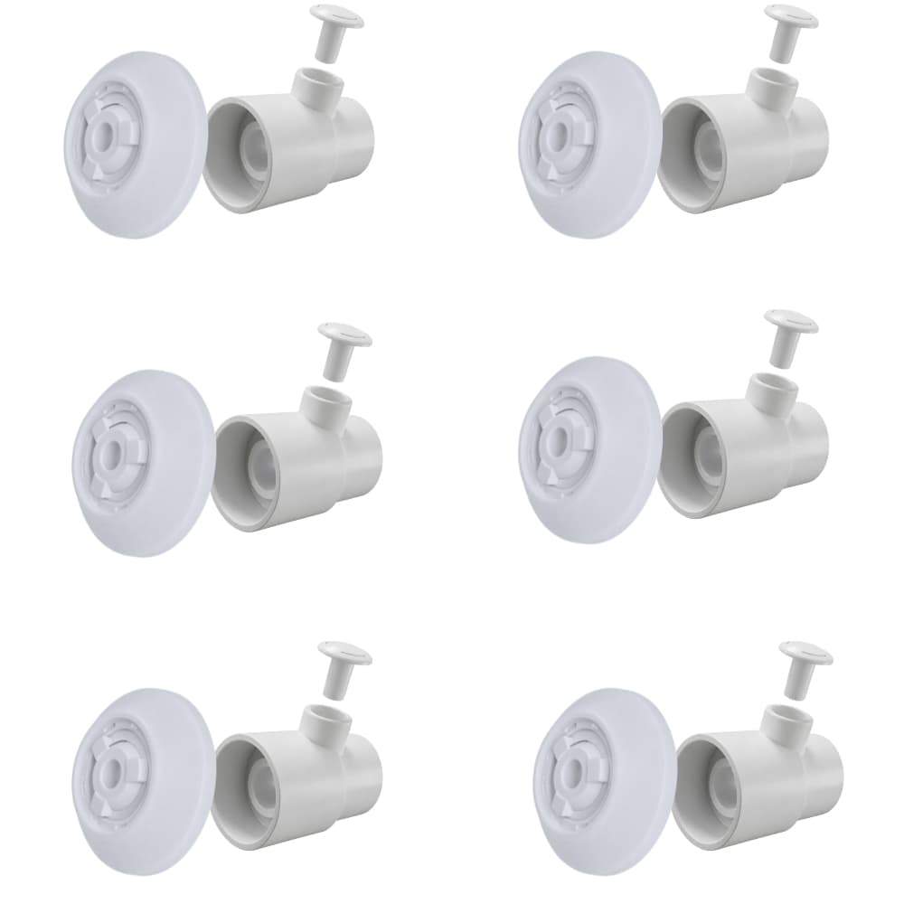 Kit Dispositivo 6 Hidromassagem Piscina Alvenaria Sobrepor: Jatos de Água e Ar CS 50mm ABS Resistente