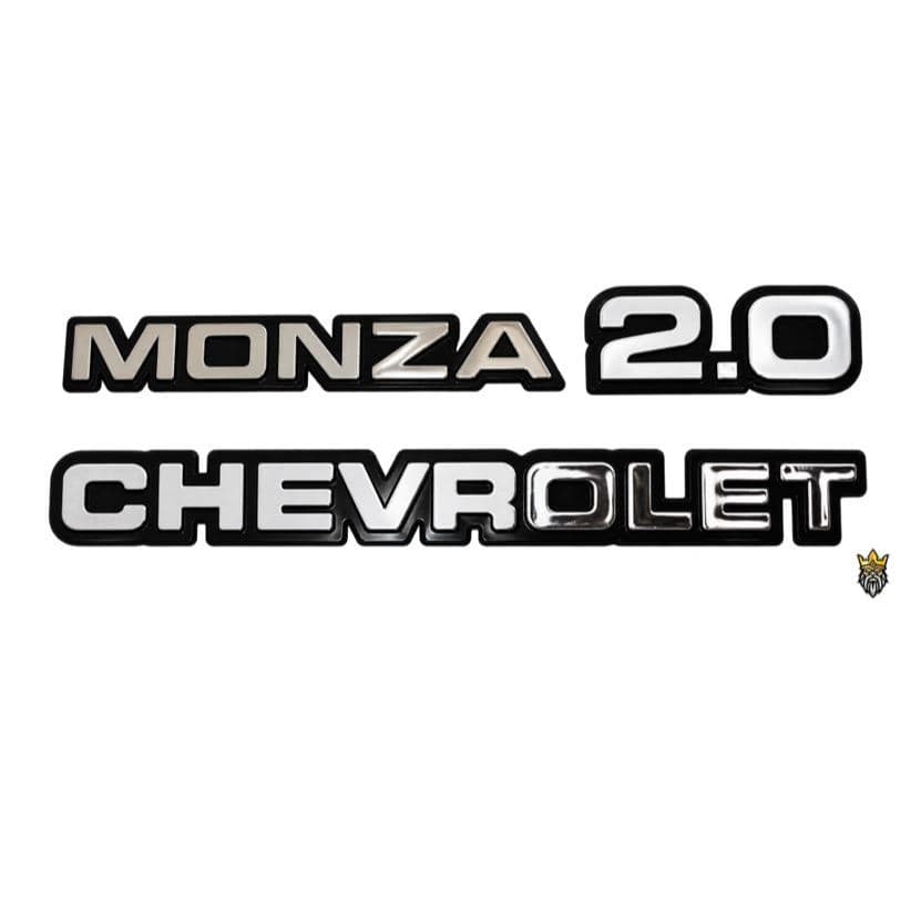 Emblema Monza + Chevrolet + 2.0  Cromados