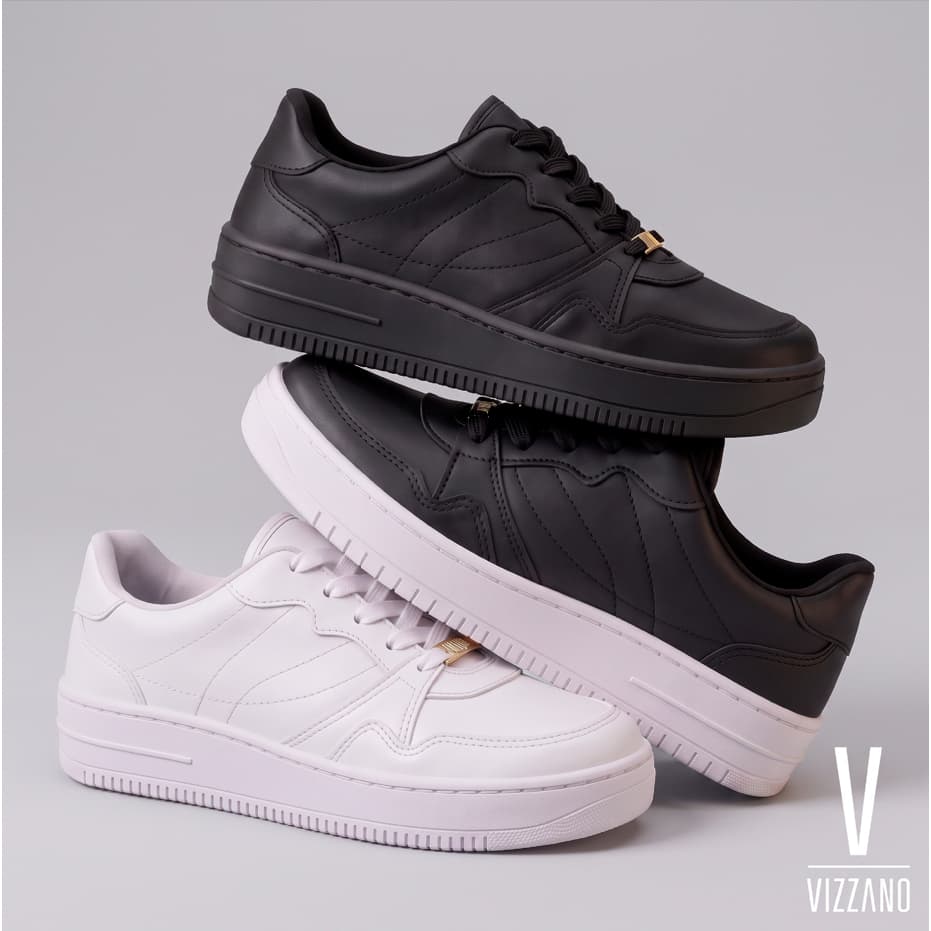 Tenis Casual Vizzano Feminino Plataforma Macio Confortável Promoção Couro Ultra Conforto