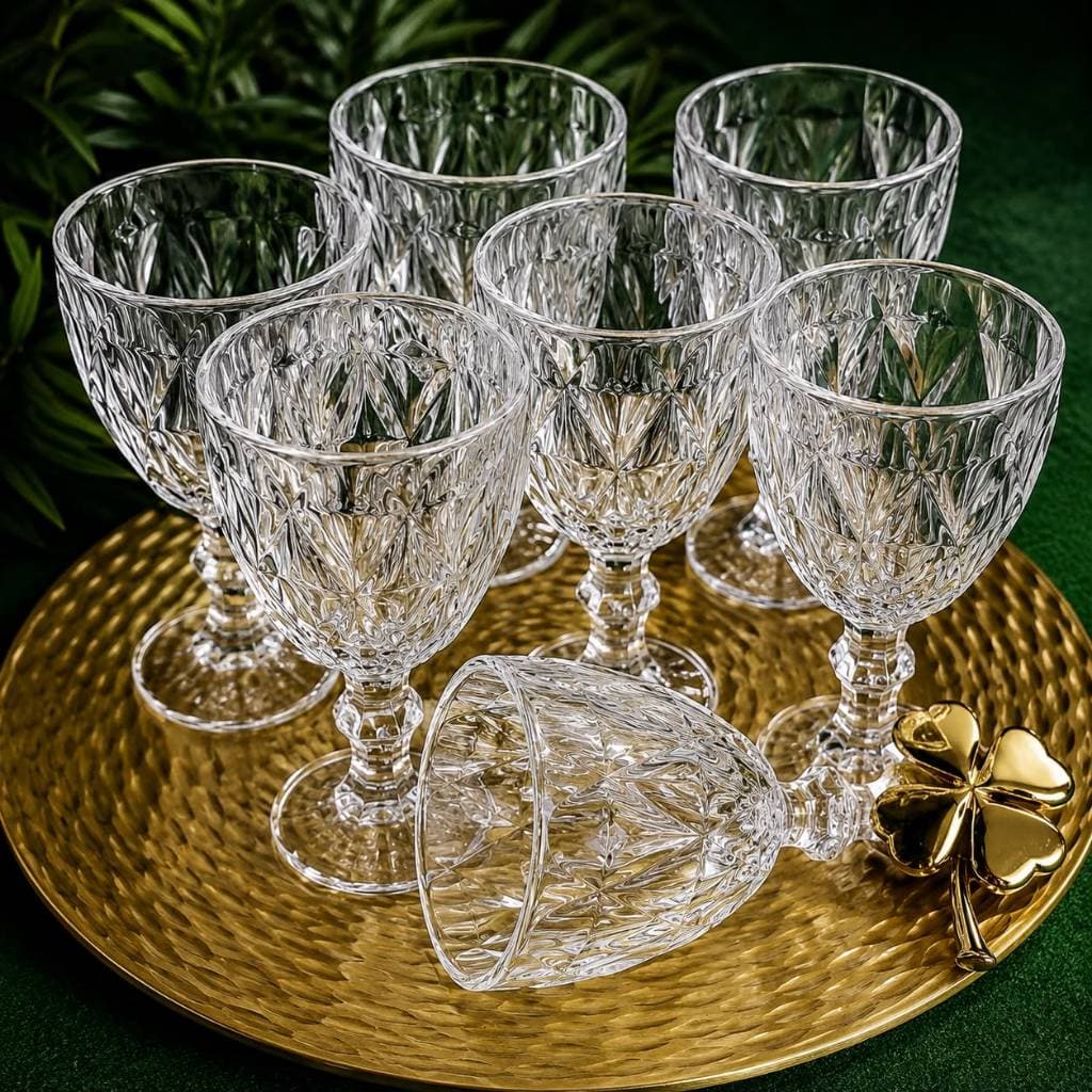 Jogo De Taças De Vidro Diamond Cristal 325ml 6 Peças