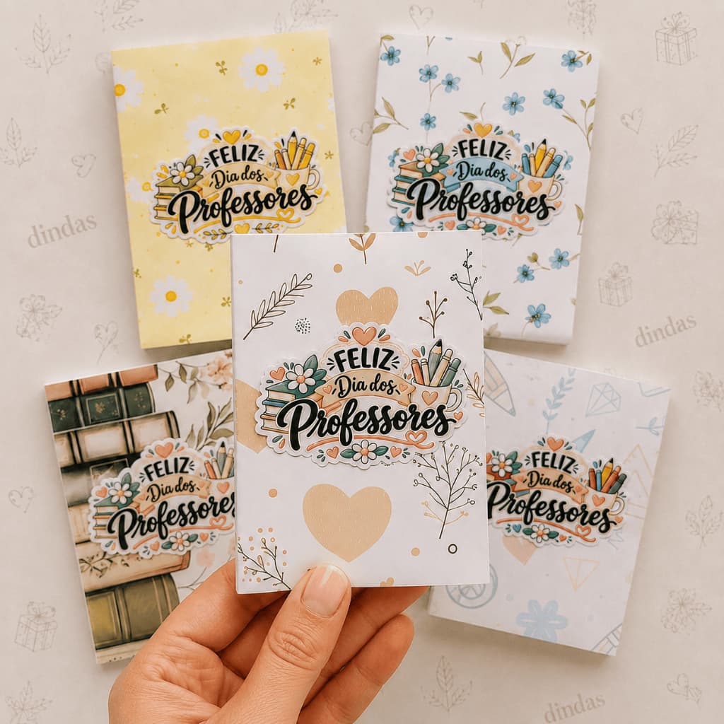 5 ou 10 Bloquinhos de Anotação Dia dos Professores - Lembrancinha - 50 folhas - A7 (10x7 cm)
