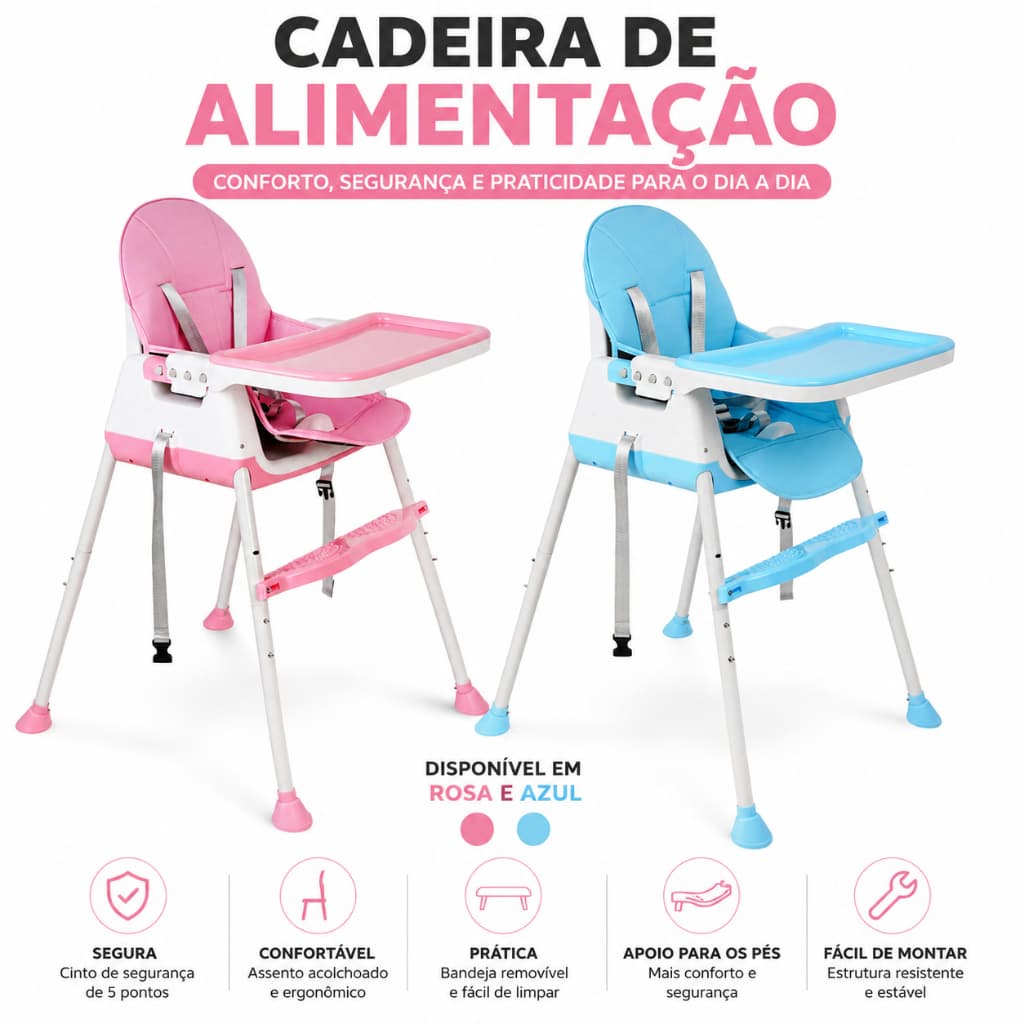 Cadeira De Alimentação Tradicional Dobrável Com Apoio
