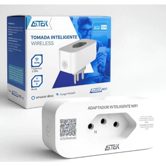 Tomada Inteligente Wi-Fi 10A E 20A App Tuya Alexa Google Controle e Monitoramento Energia AITEK ALPHA-900