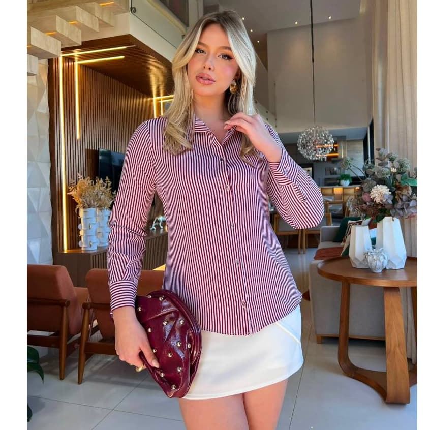 Blusa Feminina Estilosa Camisa Social Feminina Camisa Social Feminina Manga Longa